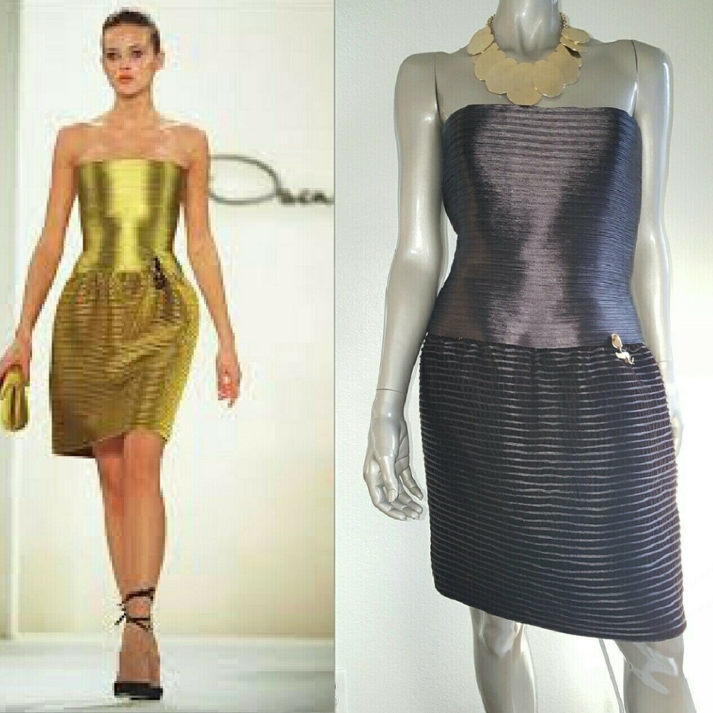 $6,000 OSCAR DE LA RENTA GREATEST RUNWAY HIT BLACK BROWN STUNNING DRESS US S M